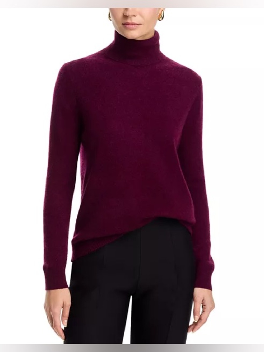 C by Bloomingdale's 100% Cashmere Turtleneck Sweater Burgundy Size Small